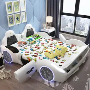 children's kid's smart race car bed boy girl with guardrail 1.5 m multi-function sports car cartoon storage car bedroom