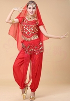 Costume de danse orientale pour femmes, déguisement de carnaval d'Halloween, tenue de spectacle de danse indienne