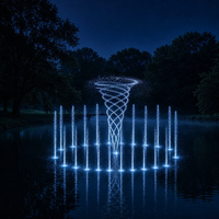 Sistema Comercial para Exteriores de Fuente de Chorro de Agua para Piscina con 25 Boquillas, Acero Inoxidable, LED DMX512 RGB Láser
