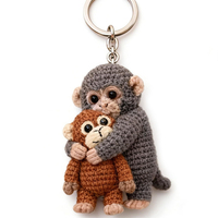 Porte-clés singe en crochet fait main en gros, pendentif animal mignon en peluche pour sac, sac à dos, décoration de voiture, cadeau