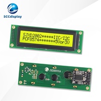 Layar LCD Standar Tinggi JXD2002A-IIC STN Antarmuka IIC/I2C Positif Kuning dengan Lampu Latar Modul Tampilan LCM Matriks Titik 20*2