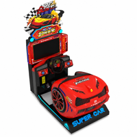 Machine de jeu d'arcade simulateur de course avec cockpit, à monnayeur, à vibrations dynamiques, avec éclairage clignotant et carte SD