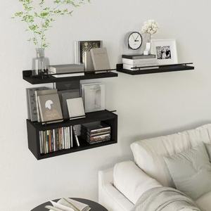 Wall Mounted <b>Storage</b> <b>Rack</b> Black 3 Tier Shelf <b>For</b> Bathroom And Toilet Organizing Miscellaneous Items - Product Image 1
