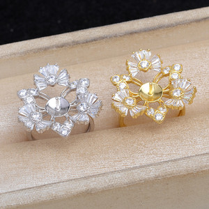 Anillo de Plata 925 de Lujo, Accesorios para DIY, JG5852, Producto Semi-Acabado, Cuentas de Trébol de 12-14mm, Material Relleno de Oro - Product Image 2