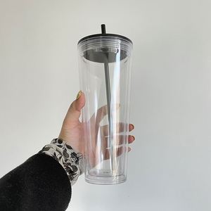 24oz clear Double Wall <b>Plastic</b> Snow Globe Tumbler Pre Drilled Bottom Snowglobe Water <b>Cup</b> with Ctraw for Vinyl - Product Image 3