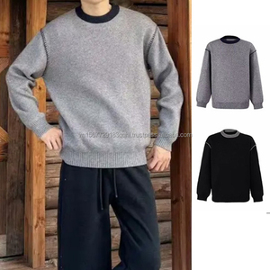 Suéter de Punto con Cuello Redondo y Bloques de Color para Hombre, Camiseta Interior, Estilo Old Money, Suéter de Otoño-Invierno de Alta Gama - Product Image 1