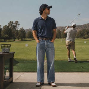 Jeans de Mezclilla para Hombre, Corte Recto, Lavado a la Piedra, Cintura Media, Ajuste Regular, Algodón, Estilo Casual de Verano, Color Azul - Product Image 1