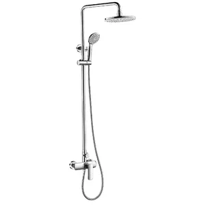 Phòng tắm tiếp xúc với tĩnh nhiệt Chrome Brass phòng tắm mưa vòi hoa sen cột hệ thống vòi nước Mixer Kits Bath Mixer tắm
