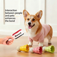 Jouet à mâcher pour chien en forme de raquette de badminton, jouet durable en TPR avec cloche, pour nettoyer les dents des chiens