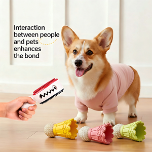 Jouet à mâcher pour chien en forme de raquette de badminton, jouet durable en TPR avec cloche, pour nettoyer les dents des chiens - Product Image 2