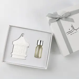 Customized Printed Logo Luxury Perfume Gift Set Lasting Fragrance Portable Hanging Air Freshener Ceramic Scented Clay Stone