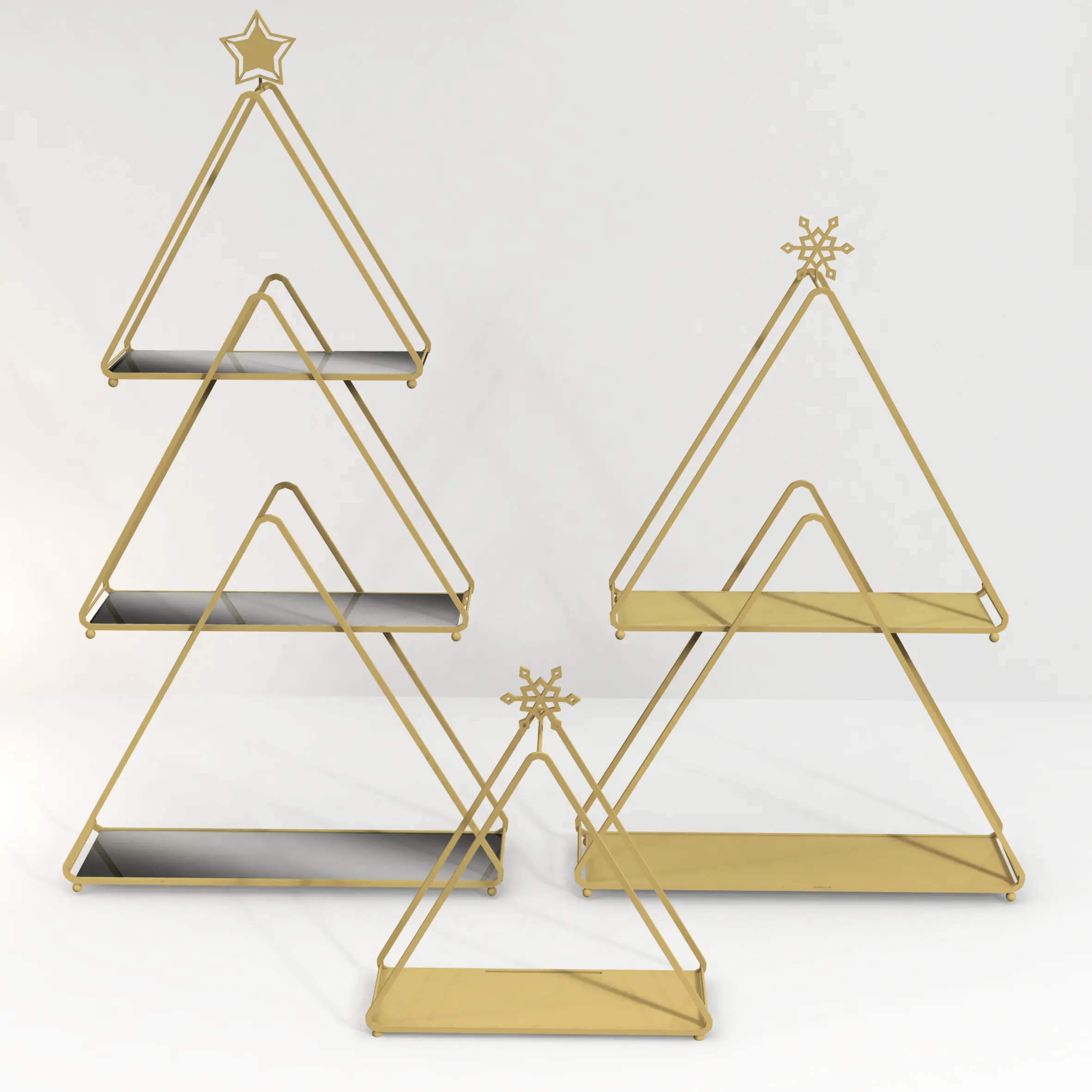 Elegante Driehoekige 3 - Tier Afneembare Multifunctionele Staande Driehoek Metalen Decor Opslag Organizer Rack Display