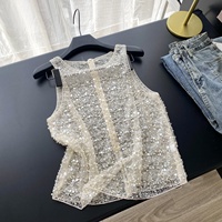 Ropa de Verano para Mujer, Top Corto Sexy con Lentejuelas