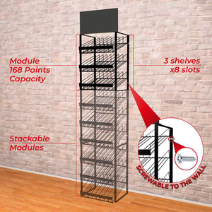 Giá trưng bày sơn xịt bán lẻ với 3 tầng và 28 khe kim loại để đựng chai sơn - Product Image 5