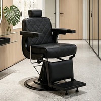 Fauteuil de Barbier Vintage en Métal, Réglable en Hauteur, Inclinable et Rotatif, avec Accoudoirs – Mobilier Commercial pour Salon de Coiffure