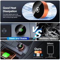 GRANDNAVI Orange Dongle CarPlay 2-en-1 Adaptateur CarPlay filaire vers sans fil avec connexion ultra-rapide pour iPhone