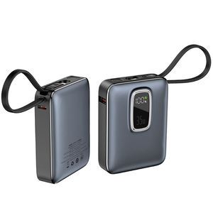 Vente en gros de banques d'alimentation numériques USB C personnalisées PD35W, 10000 mAh, charge rapide, avec câble intégré pour téléphone portable - Product Image 1