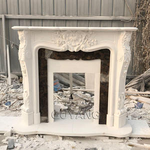 Cheminée <span class=keywords><strong>en</strong></span> <span class=keywords><strong>marbre</strong></span> blanc naturel poli, décoration intérieure moderne personnalisée pour la maison, entourage de cheminée <span class=keywords><strong>en</strong></span> pierre - Product Image 4