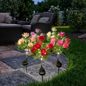 Solar Charged 600mAh <b>Battery</b> Capacity Rhododendron Lights Outdoor Garden Decoration Warm White LED RGB Color IP65 PC Material - Product Image 3