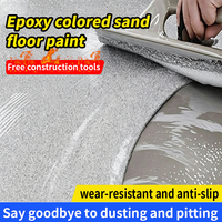 Peinture de sol en résine époxy prête à l'emploi avec sable coloré, revêtement de sol liquide autolissant à appliquer au truelle pour terrasse et sous-sol