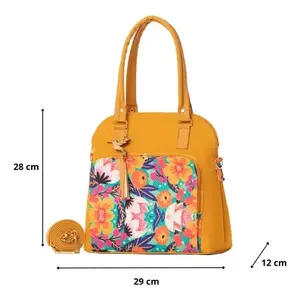 Bolso de compras de yute para mujer Fana, color mostaza, tamaño mediano, con cierre de cremallera para uso diario - Product Image 4