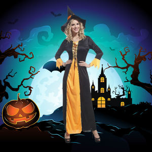 Halloween naranja bruja túnica mujeres adultas Cosplay fiesta <span class=keywords><strong>disfraces</strong></span> bonita bruja - Product Image 2