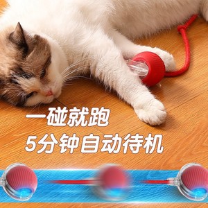Jouet automatique pour chat avec corde rouge, 5 minutes d'autonomie en veille pour jeu interactif avec animaux de compagnie - Product Image 1