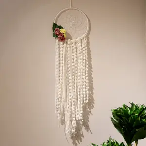 Yeni tasarım el yapımı çiçek kumaş dantel püskül Dreamcathers duvar asılı Boho ev süslemeleri