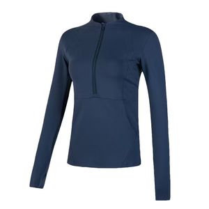 Stretchy <b>Tight</b> Women's Autumn <b>Winter</b> Polyester Yoga Long-Sleeved T-Shirt Zip Sport Tops Running Training Fitness Clothing - Product Image 5