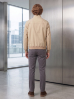 Blouson Bomber Homme Haute Qualité en Polyester Fini Toile, Couleur Unie, Col Montant Zippé, Coupe-Vent, Décontracté, Manches Longues, Respirant