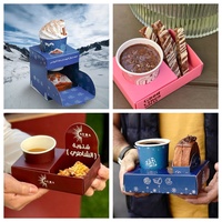 Vente en gros Boîte de papier jetable pour bar glacé Popsicle Plateau de papier d'emballage pour dessert au chocolat Plateau de service en papier anti-goutte pour crème glacée