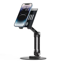 Support de tablette ergonomique en aluminium avec base pivotante à 360°, hauteur réglable multi-angles, style plateau ouvert, support de bureau pour iPad 12.9