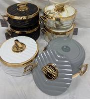 Juego de 3 Ollas Térmicas de Acero Inoxidable de Lujo con Diseño de Mármol, Calentador de Alimentos, Olla Térmica para el Hogar, Venta Caliente en Google
