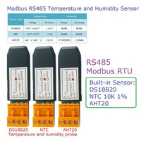 N434E01 DS18B20/NTC/AHT20 RS485 Sensor Suhu dan Kelembapan Modbus RTU Monitor untuk Layar Konfigurasi Panel Sentuh PLC
