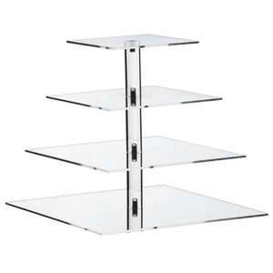 Nouveau support à gâteau moderne à étages en acrylique transparent Tide Custom pour la présentation de desserts, cupcakes, pâtisseries et bonbons - Product Image 1