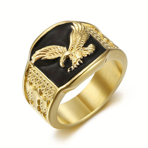 Bague d'affaires créative pour femme <span class=keywords><strong>en</strong></span> cuivre plaqué résine, motif Aigle ailé doré, polyvalente, best-seller transfrontalier - Product Image 5