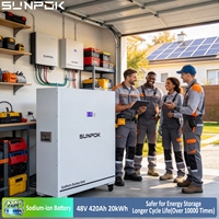 Batterie au sodium SUNPOK 48V 20KWH 400Ah pour système solaire domestique, Power Wall avec port de communication CAN, batterie Na-ion 51.2V 400AH