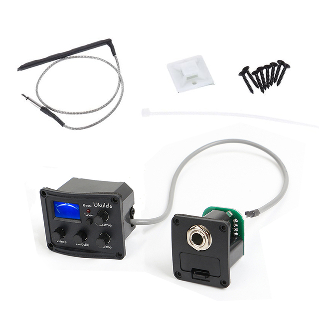 Ukulele Piezo Pickup Preamp 3-Band EQ Equalizer Tuner System with LCD Display