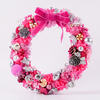 Vente chaude Rose Préservé Plante Guirlande De Noël Décoration Porte 22cm Guirlande Hôtel Centre Commercial Décoration Suspendue