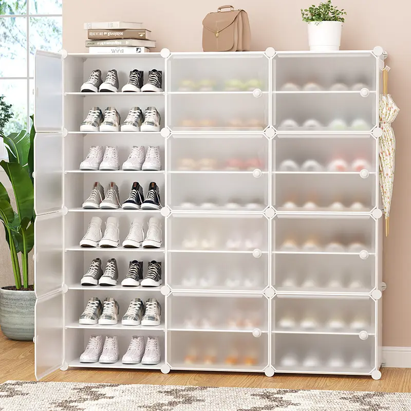 Wholesale Design Expandable Diy Adjustable 3 Tier Stackable Dustproof Plastic Shoe Storage Racks Cabinet Box Stand 10 Layer