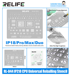 Plantilla de Reballing para CPU RELIFE RL 044 IPZ18, Grosor de 0.12mm, Plantilla de Soldadura BGA para Reparación de Placas Base de Teléfonos IP18 PM Duo <span class=keywords><strong>A20</strong></span> A20Max - Product Image 1
