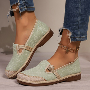 New Chinese <b>Style</b> Large Size Toe Soft Bottom for Women Autumn Low-heeled European and American Shoes Slip-on Lazy Shoes - Product Image 3