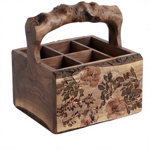 Organizador de Cocina Único, Cesta para Cubiertos Más Vendida, Porta Cubiertos Hecho a Mano de Madera de Mango - Product Image 1
