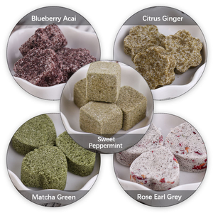 Collection de bombes de thé sélectionnées : Cubes et pastilles de thé aux fleurs et aux fruits faits à la main pour des cadeaux élégants et un bien-être moderne - Product Image 1