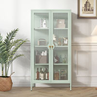 Vitrine en acier avec portes en verre anti-poussière, 5 compartiments de rangement, pour salon, chambre, bar à domicile et salle à manger