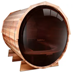 Hot Seller Cedar Barrel Sauna Outdoor Sauna Room With Wonderful Panoramic View Barrel Sauna Bath For Wellness Therapies