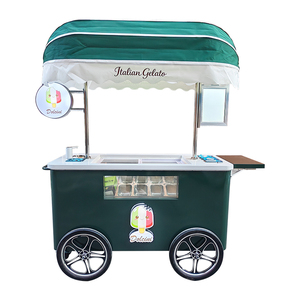 Chariot à glaces mobile personnalisé <span class=keywords><strong>de</strong></span> haute qualité avec réfrigérateur et équipement, chariot à pousser à la main pour l'extérieur - Product Image 3