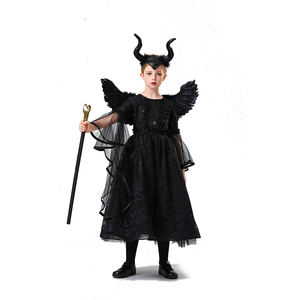 Costume Cosplay da strega nera per festa in maschera di Halloween per bambini <span class=keywords><strong>film</strong></span> per ragazze Costume da strega della fata - Product Image 5