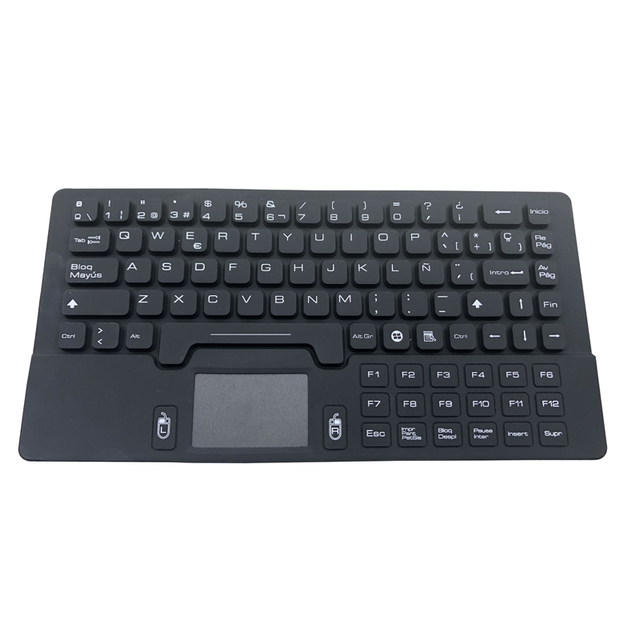 Super Tiny IP68 Waterproof Washable Cleanable Disinfectable Industrial Medical Silicone Keyboard With Touchpad and Function Keys