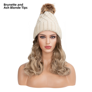 Cappello Beanie con <span class=keywords><strong>Parrucca</strong></span> Ondulata Corta Ombré <span class=keywords><strong>Grigia</strong></span> per Autunno e Inverno, Estensioni per Capelli Lunghi Sintetici, Cappelli Invernali con <span class=keywords><strong>Parrucca</strong></span> per Signore - Product Image 6